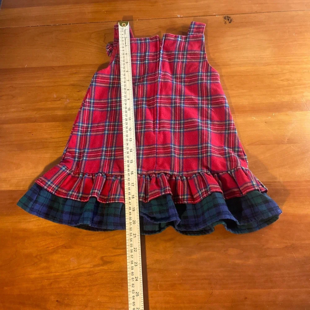 Rare Editions Plaid Jumper Kids Red Excellent‎ Reindeer Holiday Dress SIZE 4